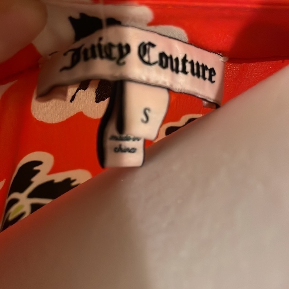 Juicy Couture Red Floral Blouse Size Small Long Sleeve - Picture 7 of 7